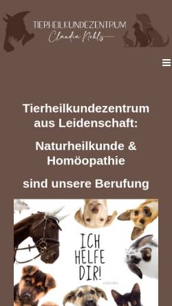 Vorschau der mobilen Webseite www.tierheilkundezentrum.de, Tierheilkundezentrum Claudia Nehls