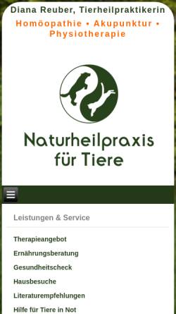 Vorschau der mobilen Webseite www.tierheilpraxis-reuber.de, Diana Reuber
