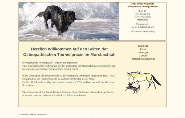 Vorschau von www.osteopathische-tierheilpraxis.de, Die Tierheilpraxis im Morsbachtal