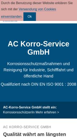 Vorschau der mobilen Webseite www.korroservice.de, Korrosionsschutz- und Reinigungsservice Brunsbüttel GmbH & Co. KG