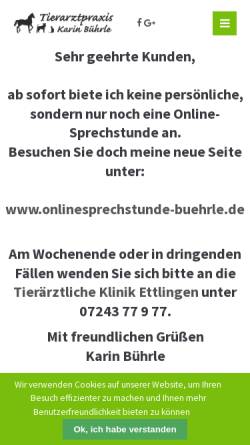 Vorschau der mobilen Webseite www.tierarzt-buehrle.de, Karin Bührle