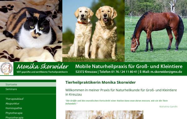 Vorschau von www.tierheilpraktikerin-skorwider.de, Monika Skorwider
