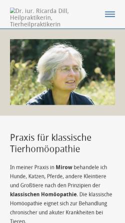 Vorschau der mobilen Webseite www.tierheilkunde-owl.de, Tierheilpraxis Dr. iur. Ricarda Dill