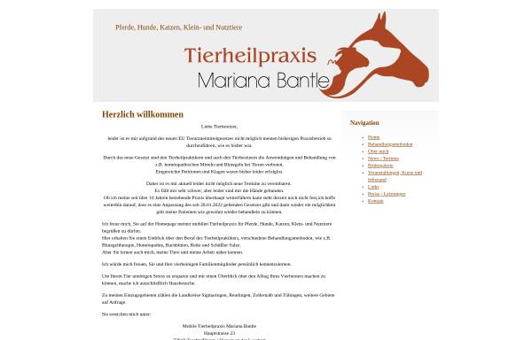Vorschau von tierheilpraxis-mariana-bantle.de, Tierheilpraxis Mariana Bantle