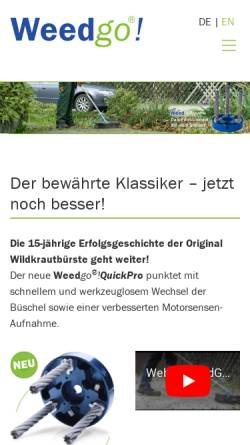 Vorschau der mobilen Webseite www.weed-go.de, Weber Bürstensysteme GmbH