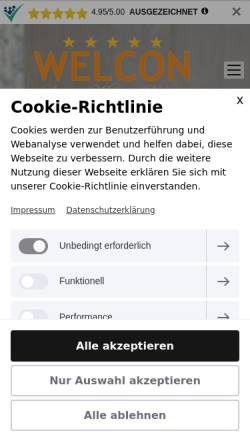 Vorschau der mobilen Webseite www.welcon.de, Welcon Europe Ltd. & Co. KG