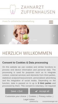 Vorschau der mobilen Webseite www.zahnarzt-zuffenhausen.de, Zahnarzt Dr. Helmut Lindmayer