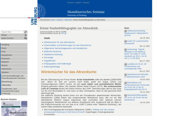 Vorschau von www.skandinavistik.uni-freiburg.de, Kleine Studienbibliographie zur Altnordistik
