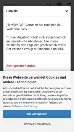 Vorschau der mobilen Webseite rundstab.de, Spezialerzeugnisse aus Holz, Meyer & Weigand GmbH