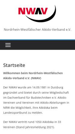 Vorschau der mobilen Webseite www.aikido-nrw.de, Nordrhein-Westfälischer-Aikido-Verband e.V. (NWAV)