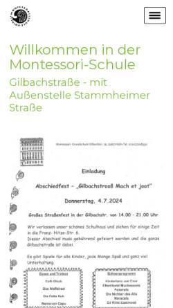 Vorschau der mobilen Webseite www.montessorigilbach-koeln.de, Montessori-Grundschule Gilbachstraße