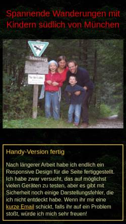 Vorschau der mobilen Webseite www.familiesteiner.de, Wandern mit Kindern südlich von München
