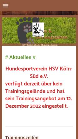 Vorschau der mobilen Webseite www.dvg-hsv-koeln-sued-e-v-hundesport.de, HSV Köln-Süd e.V.