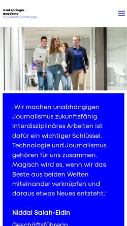 Vorschau der mobilen Webseite www.axel-springer-akademie.de, Axel Springer Akademie