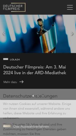 Vorschau der mobilen Webseite www.deutscher-filmpreis.de, Deutscher Filmpreis