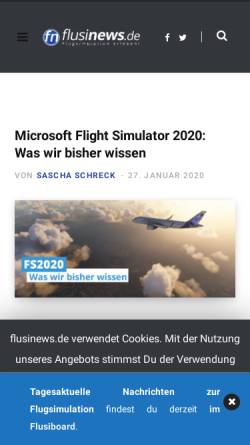 Vorschau der mobilen Webseite www.flusinews.de, Flusinews.de - Flugsimulation erleben!