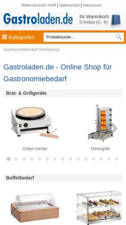 Vorschau der mobilen Webseite www.gastroladen.de, Harotec GmbH