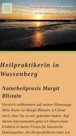 Vorschau der mobilen Webseite www.heilpraktikerin-wassenberg.de, Praxis für Klassische Homöopathie Margit Blistain