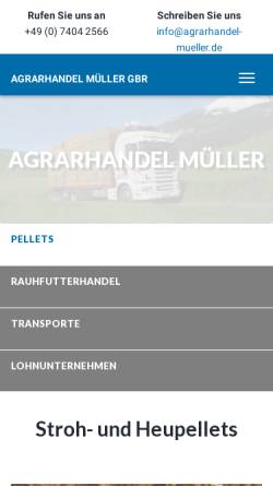 Vorschau der mobilen Webseite agrarhandel-mueller.de, Agrarhandel B+B Müller GbR