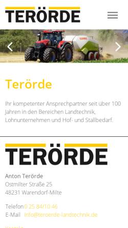 Vorschau der mobilen Webseite www.teroerde-landtechnik.de, Anton Terörde, Inhhaber: Dieter Terörde