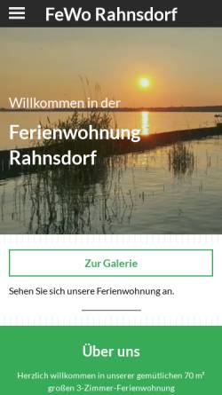 Vorschau der mobilen Webseite www.fewo-rahnsdorf.de, Ferienwohnung Rahnsdorf, Familie Türke