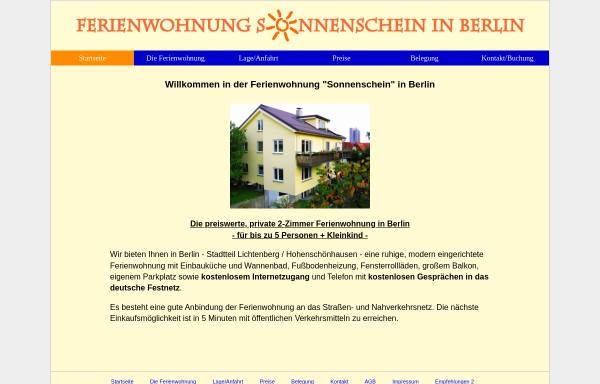Vorschau von www.ferienwohnung-sonnenschein-berlin.de, Ferienwohnung Sonnenschein