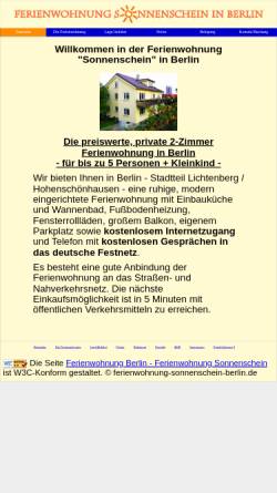 Vorschau der mobilen Webseite www.ferienwohnung-sonnenschein-berlin.de, Ferienwohnung Sonnenschein