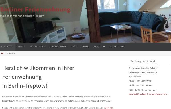 Vorschau von www.berliner-ferienwohnung.info, Ferienwohnung in Treptow