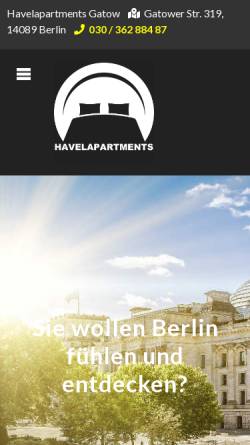 Vorschau der mobilen Webseite www.preiswerte-ferienwohnung-in-berlin.de, Havelappartement Gatow