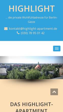 Vorschau der mobilen Webseite www.highlight-apartment.de, Highlight-Apartment