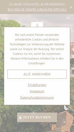 Vorschau der mobilen Webseite www.alter-meierhof.de, Vitalhotel Alter Meierhof