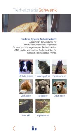 Vorschau der mobilen Webseite www.tierheilpraxis-schwenk.de, Konstanze Schwenk