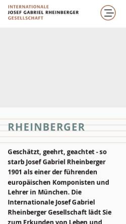 Vorschau der mobilen Webseite www.rheinberger.li, IRG, Internationale Josef Gabriel Rheinberger Gesellschaft