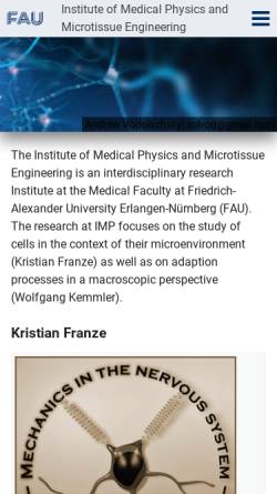 Vorschau der mobilen Webseite www.imp.uni-erlangen.de, Instituts für Medizinische Physik