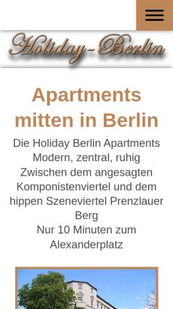 Vorschau der mobilen Webseite holiday-berlin.de, Ferienwohnungen Sabine und Carsten Dahl