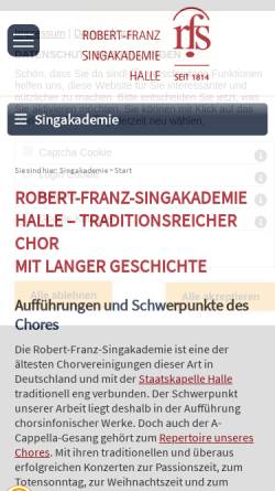 Vorschau der mobilen Webseite www.singakademie-halle.de, Robert-Franz-Singakademie