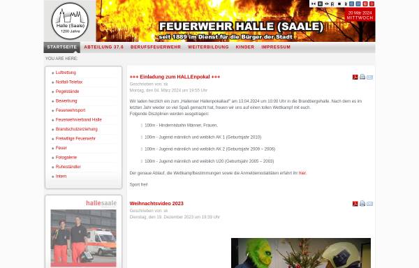 Vorschau von www.feuerwehr-halle.de, Berufsfeuerwehr Halle