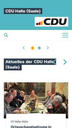 Vorschau der mobilen Webseite www.cdu-halle.de, CDU Halle an der Saale