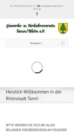 Vorschau der mobilen Webseite www.gewerbeverein-tann.de, Gewerbe- und Verkehrsverein Tann (Rhön)