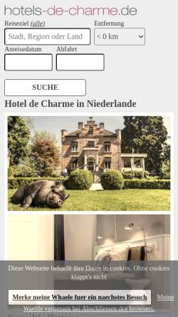 Vorschau der mobilen Webseite www.hotels-de-charme.de, Hotels de Charme