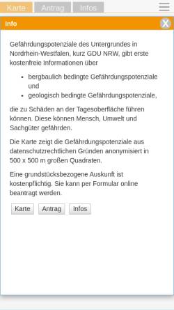 Vorschau der mobilen Webseite www.gdu.nrw.de, Gefährdungspotenziale des Untergrundes Nordrhein-Westfalen