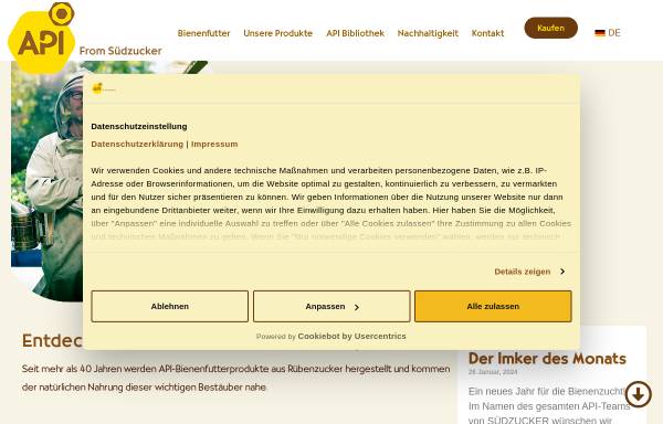 Vorschau von www.bienenfutter.eu, API Bienenfutter, Südzucker AG