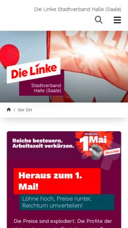 Vorschau der mobilen Webseite www.dielinke-halle.de, Die Linke. Halle an der Saale