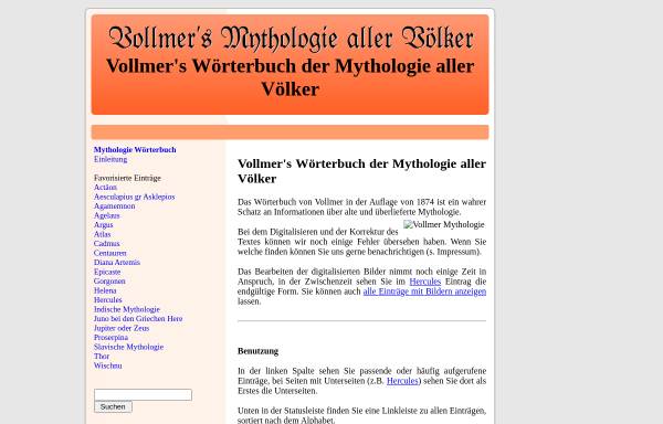 Vorschau von www.vollmer-mythologie.de, Vollmer's Mythologie aller Völker