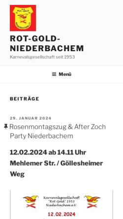 Vorschau der mobilen Webseite www.rot-gold-niederbachem.de, Karnevalsgesellschaft Rot-Gold Niederbachem