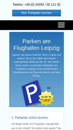 Vorschau der mobilen Webseite www.parkplatz-flughafen-leipzig.de, BWB Parkplatz am Flughafen Leipzig