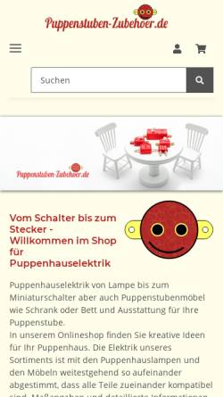 Vorschau der mobilen Webseite www.puppenstuben-zubehoer.de, Puppenstuben-Zubehoer, Elektromechanik Pinder, Tobias Krafft e.K.