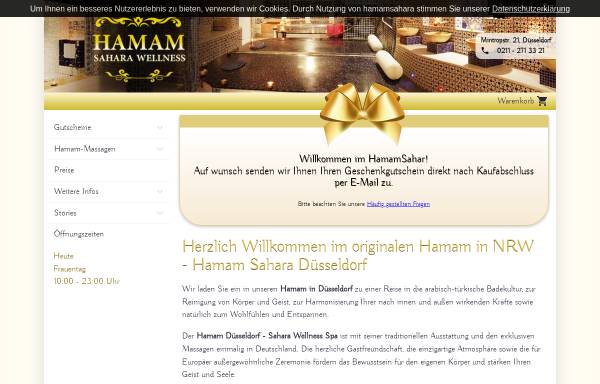 Vorschau von www.hamamsahara.de, Hamam - Sahara Wellness