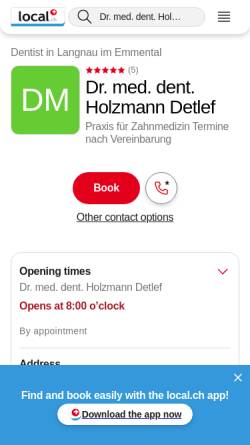 Vorschau der mobilen Webseite yellow.local.ch, Praxis für Zahnmedizin Dr. Detlef Holzmann