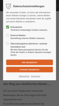 Vorschau der mobilen Webseite www.ate-bremsscheiben.de, ATE Bremsscheiben